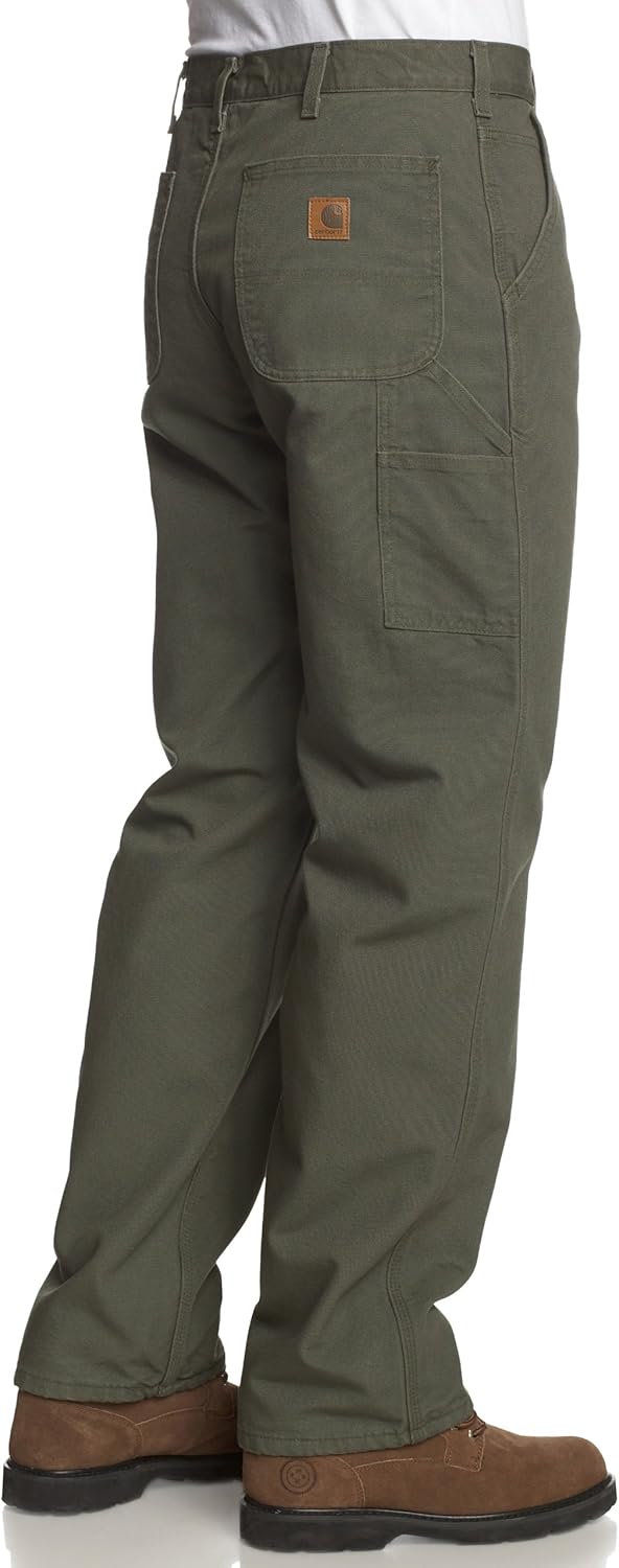 carhartt men's washed duck dungaree flannel lined work pant