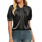 GRACE KARIN 2026 Women Satin Tops Short Sleeve Blouse Mock Neck Work Silk Shirts Business Casual Outfits