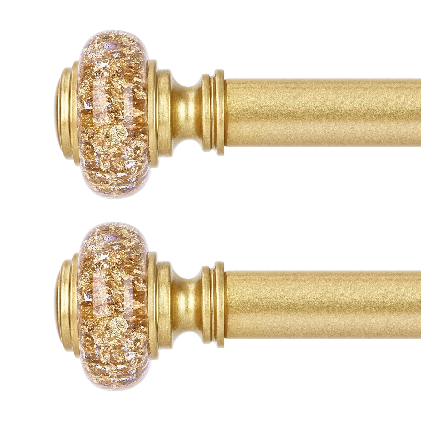 Photo 1 of 2 Pack Gold Curtain Rods for Windows 48 to 84 Inch, Decorative Vintage Crystal 1'' Diameter Curtain Rod with Gold Foil Finials, Adjustable Heavy Duty Easy Install Drapery Pole Set for Farmhouse