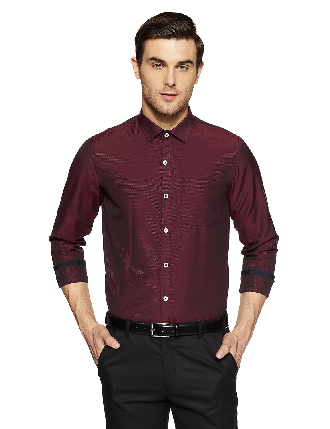 ex by excalibur men's solid regular fit formal shirt
