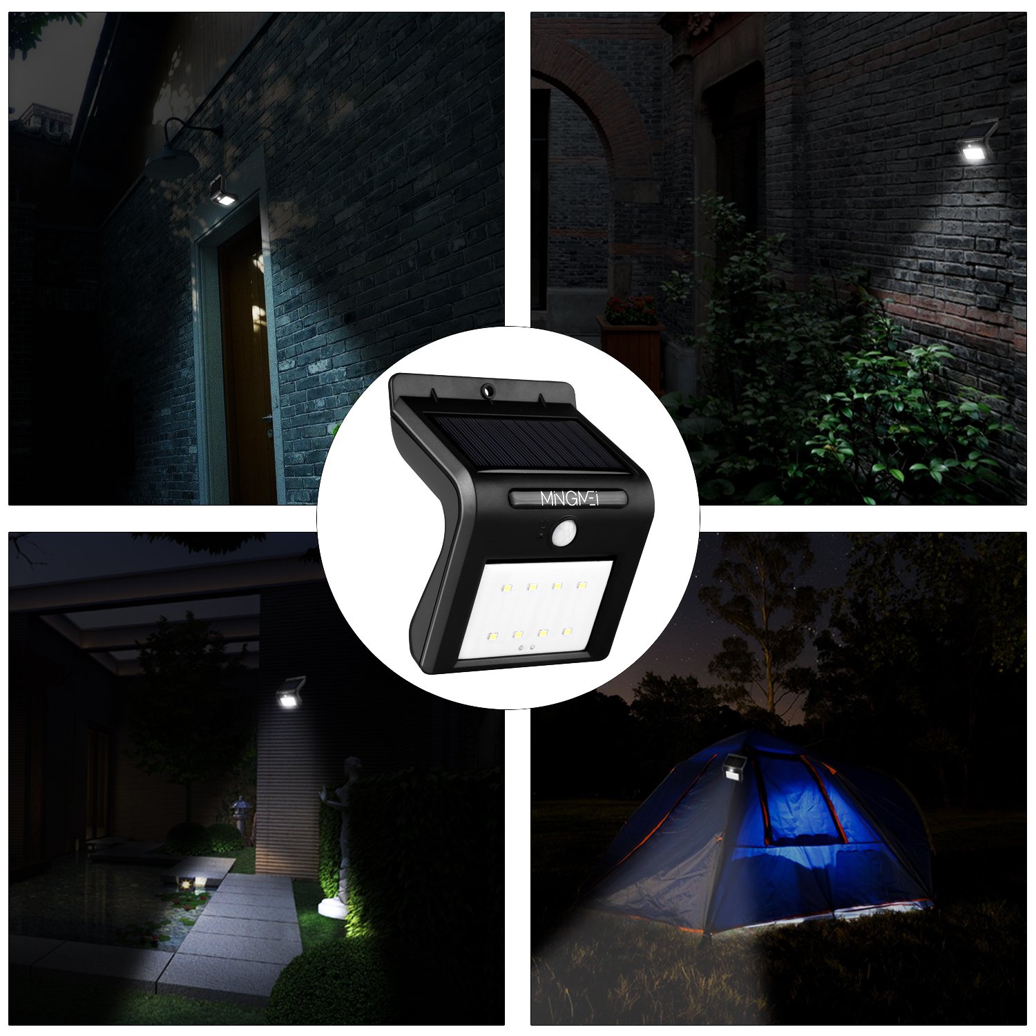 8 LED Solarleuchte mit Bewegungsmelder, Tegrace Wetterfeste Solarleuchte Garten, 8 Helle LED Solarlampe Außenleuchten für Garten usw (2 Stück)