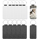 PATIKIL Sublimation Blank Keychains, 12 Pcs Rectangle Keychain Blanks Bulk PU Leather Heat Transfer Key Chains for DIY Craft, Glitter Black