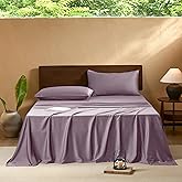 EVERLY King Sheets Set,Luxuriously 400 Thread Count Organic Viscose Derived from Bamboo Bed Sheet,Cooling Sheets for King Size 4 Piece Deep Pockets Bedding Sheets &Pillowcases-Purple