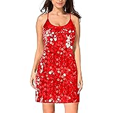 MANER Women's Glitter Sequin Dress Adjustable Spaghetti Strap Sparkle Party Dresses