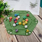 SIQUK 2 Pieces Dice Trays Hexagonal Folding Tray PU Leather Velvet Holder Green view 4