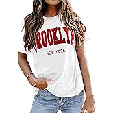 Avanova Womens Graphic Letter Print Short Sleeve T-Shirts Crewneck Casual Summer Cute Tees Tops