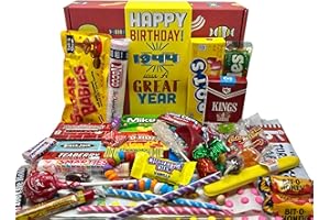 RETRO CANDY YUM ~ 1944 80th Birthday Gift Basket Box of Nostalgic from Childhood for 80 Year Old Man or Woman Born 1944 Jr