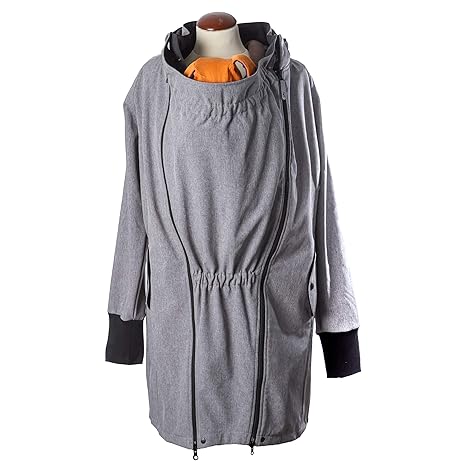 manduca by MaM Tragemantel > Softshell Light Coat Heather Grey < Umstands- & Tragejacke (Langjacke/Kurzmantel) 2x Babyeinsatz
