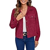 TASAMO Womens Cropped Corduroy Shackets Button Down Long Sleeve Fall Fashion Jacket Tops Casual Shirts Trendy 2025