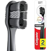 Colgate Total Whitening Charcoal Toothbrush, Soft, Black, 2 Pack | Charcoal Infused Bristles, Whitens Teeth, Reaches Deeper Along Gumline and Between Teeth, Helps Remove Surface Stains