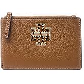 Tory Burch Womens 141006 Pebbled Leather Britten Zip Card Case Wallet, Moose