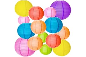 PMELCXD Colorful Paper Lantern, 20pcs Chinese Round Lanterns Assorted Colours and Sizes Paper Lampshades Hanging Decorations 