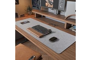 DawnTrees Felt Desk Pad,Keyboard Mat (35.8x11.8Inches),Large Felt Mouse Pad,Computer Desk Mat XL,Desk Protector for Office (Light Gray)