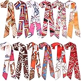 Handepo 12 Pcs Women Handbag Head Scarf Hair Purse Scarf Handle Ribbon Satin Head Neckerchief Silk Headband Charm for Gifts