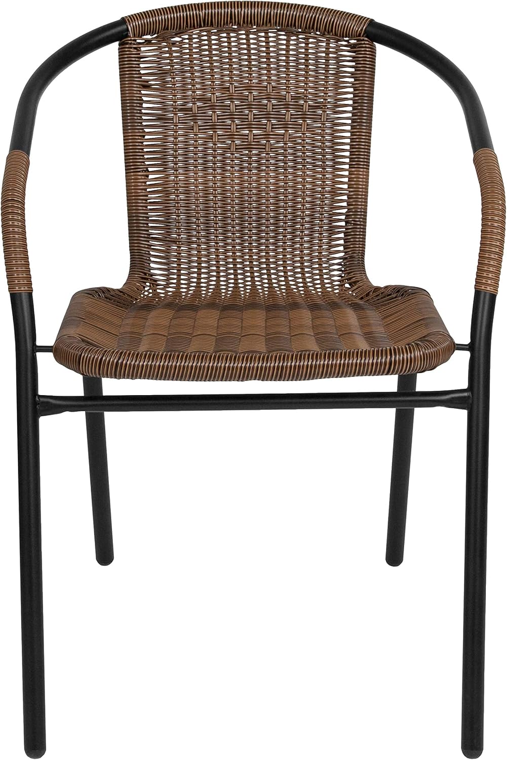 Flash Furniture 4 Pk. Medium Brown Rattan Indoor-Outdoor Restaurant Stack Chair: Kitchen & Dining