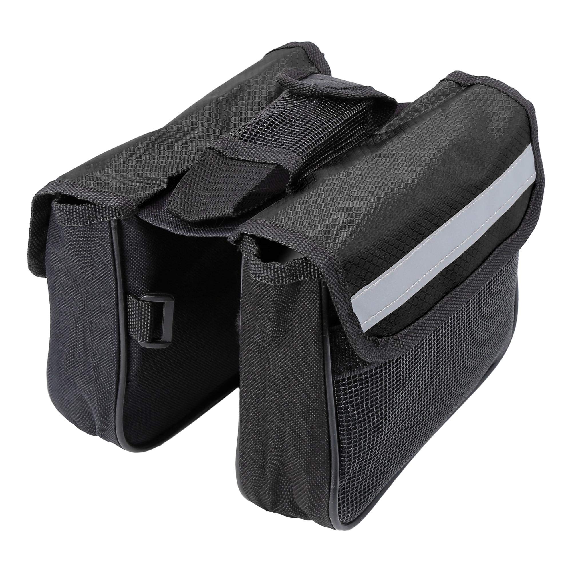 X AUTOHAUX 18x15x15cm Bike Saddlebag Bicycle Frame Bag Storage Bag Black