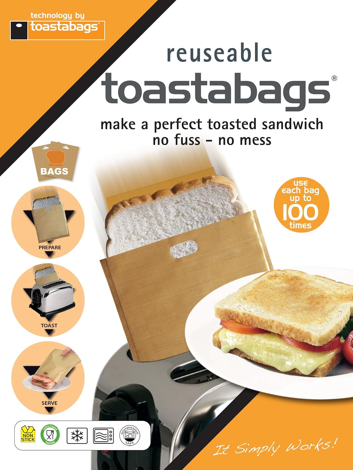 Toastabags Toast Bags 100 use (Pack of 5), Acrylic, Gold Amazon.co.uk