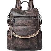 Shrrie 15.6 inch Laptop Backpack for Women,Large Leather Backpack Purse,Travel,Carry on,Water Resistant Casual Laptop Backpacks,College Backpack,Work Backpack for Women,Two-toned Coffee