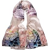 100% Mulberry Silk Scarf for Women Neck Oblong Headscarves Long Floral Print Lightweight Silk Wraps Shawls 67"*20"