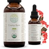HerbEra USDA Organic Cramp Bark Alcohol-Free Liquid Extract Tincture &ndash; Muscle &amp; Calm Support, Viburnum opulus Dried Bark, Relaxation Drops, Vegan, Herbal Supplement (2 fl oz)