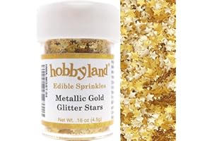 Hobbyland Edible Sprinkles (Metallic Gold Glitter Stars, 4.5g)