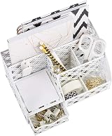 EXERZ Desk Organiser Mesh Desk Tidy Caddy 7 Compartments White view 7