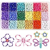 MAKERSLAND 2600+pcs Faceted Beads Kit 18 Color Rainbow Opaque Plastic Beads Multicolor Loose Spacer Pony Beads Bulk Elastic String for Bracelets Necklaces Key Chains DIY Craft Jewelry Making