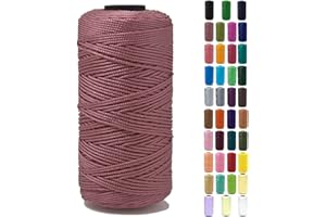Tsuisho 1.5mm x 219 Yards Polyester String Cord for Knitting and Crochet, 100% Polypropylene Macrame Cord for Hats, Bags, Purses, Shoes, Plant Hangers, DIY Crafts - Turkish Rose Pink