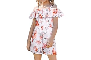 Arshiner Girls Kids Jumpsuit Off Shoulder Ruffle Romper Playsuit Summer Outfits Clothes Set
