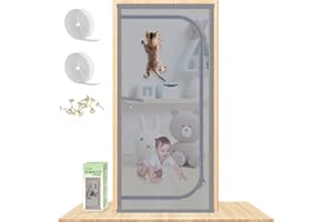 MYPIN Reinforced Cat Screen Door, Fits Door Size 38''x 81'' Heavy Duty Pets Proof Screen Door with Bilateral Zipper, Prevent Dogs Cats Running Out from Home, Bedroom,Living Room, Kitchen