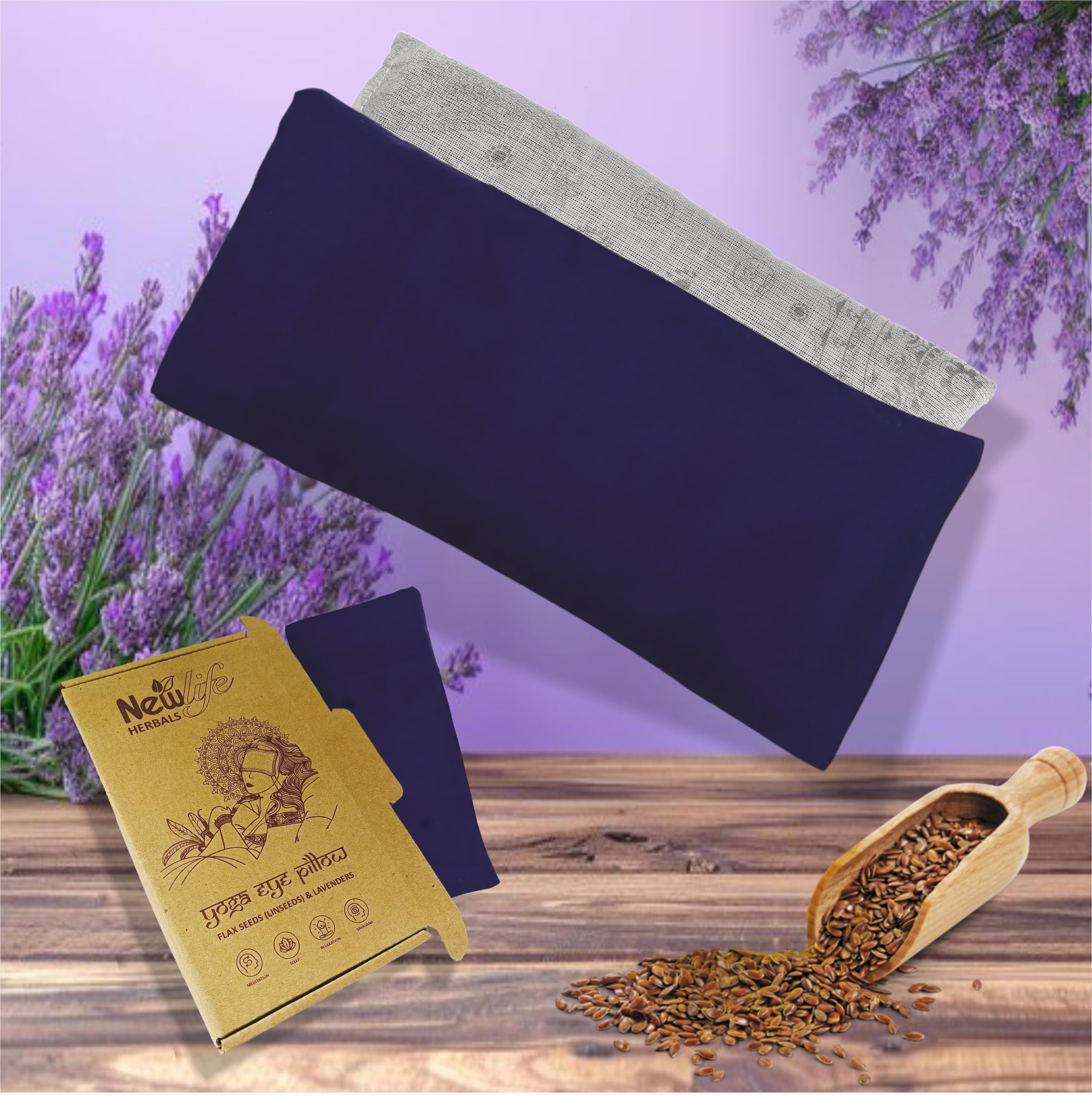 Yoga Eye Pillow Silk Eye Bags Linseeds Lavender Pillow Yoga Stress Relief Eye Bag (Dark Blue (Filler = Linseeds + Lavender))