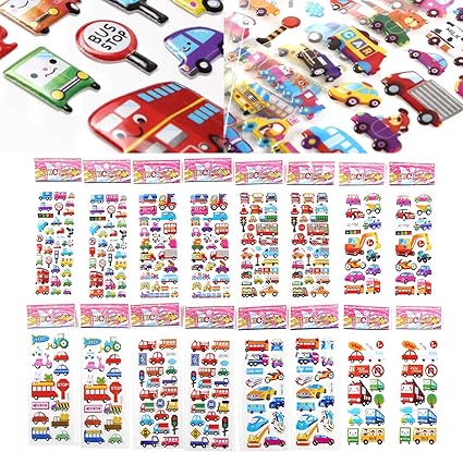 Amazon Co Jp Highstandard7 乗り物シール ステッカー バスやトラックなど 大量３２０枚以上 ぷくぷく 立体3d ごほうび シール ホーム キッチン