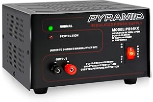Pyramid Universal Compact Bench Power Supply- 12 Amp Linear Regulated Home Lab Bench-top AC-to-Dc 12V Converter w/ 13.8V Dc 115V AC 270W Power Input, Screw Type Terminals, Cooling Fan- PS14KX.5