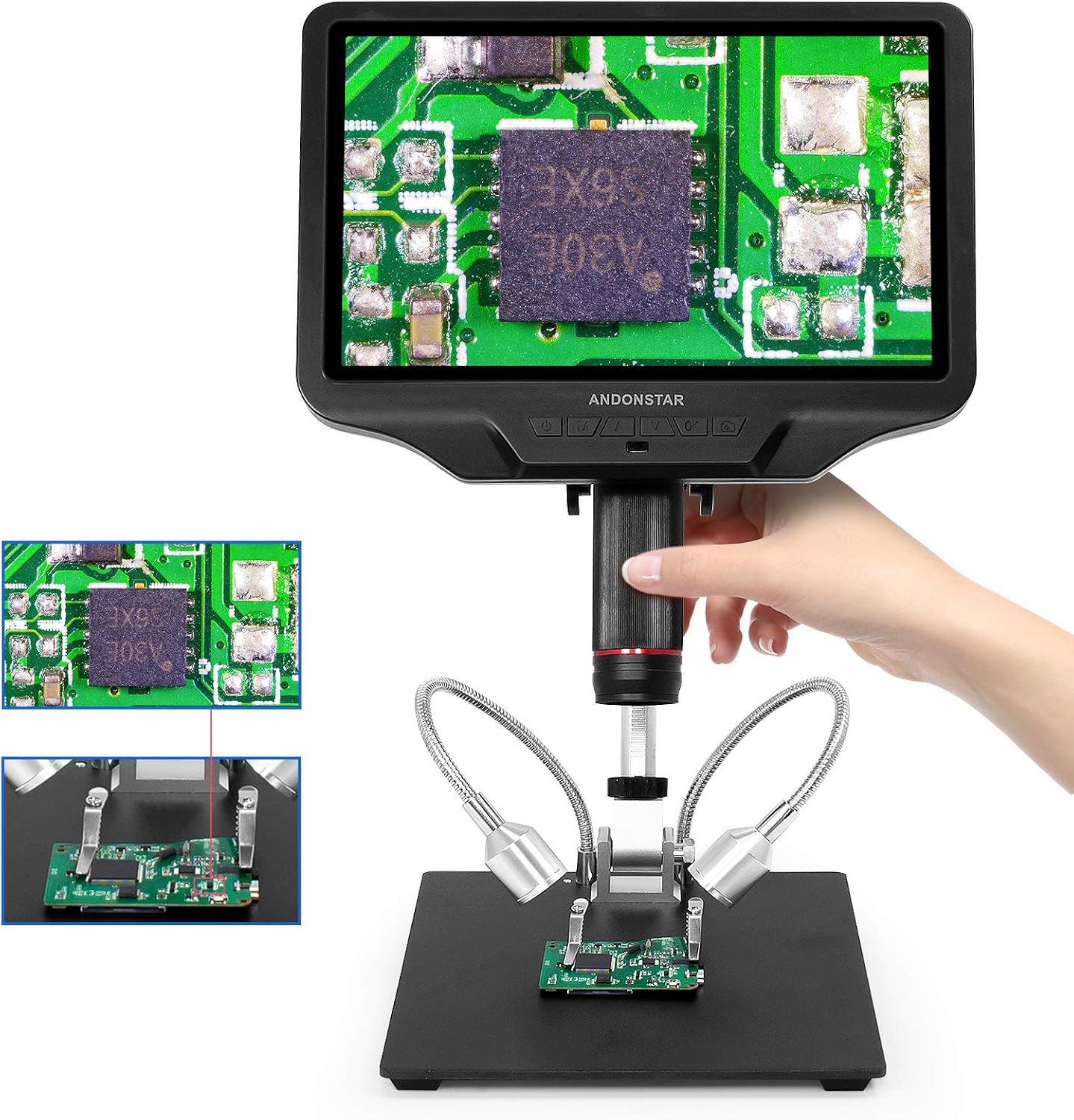 Andonstar AD409 HDMI Digital Microscope 10.1 inch LCD Screen 300X USB Electronic Microscope Camera for Magnifying PCB Soldering