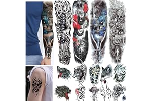 BETYTATTOO Full ArmTemporary Tattoos, temporary tattoos for men - Full Arm Waterproof Temporary Tattoos stickers 4 Sheets and Half Arm Shoulder Fake Tattoo 10 Sheets - Temporary Tattoos Adult BETY5