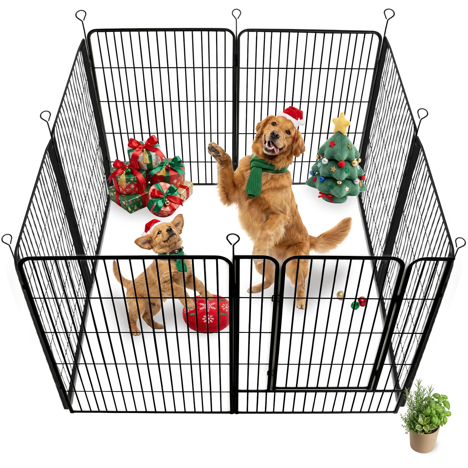 View 1 of *USED*
Dog Playpen,40 in(H) 14 Panels 2 Gate Pet Fence