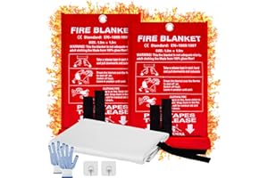 DELLER 2 Pack Fire Blanket, 40” x 40” Fire Blankets Emergency for Home and Kitchen, Heat Insulation Designed & Flame Retardant Protection Blanket