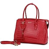 BRANGIO Italy Women's Croco-Embossed Handbag – Luxury Designer Tote with Heart Charm & Detachable Shoulder Strap