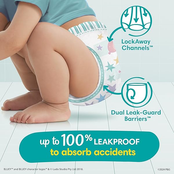 PAMPERS TRAINING PANTS – EASY UPS BOYS & GIRLS BLUEY – SIZE 5T-6T, 15 COUNT, CHILDREN’S POTTY UNDERWEAR (PACKAGING MAY VARY)