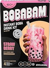 BOBABAM Strawberry Instant Boba Drink Kit- 4 pack