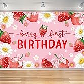 Strawberry Birthday Party Decorations for Girls Sweet one Birthday Decoration Backdrop for Berry First Birthday Party Supplies(5FT X 3FT)