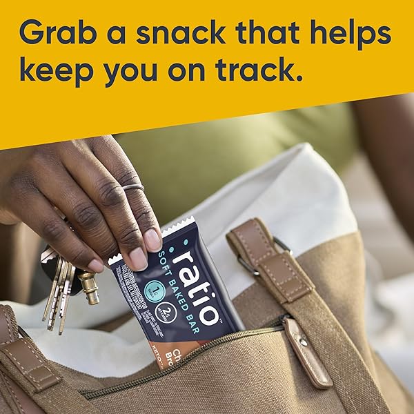 RATIO SOFT BAKED BARS, CHOCOLATE BROWNIE, 1G SUGAR, KETO FRIENDLY, 5.34 OZ (6 BARS)