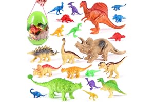 JIABEIBAO TOYS Dinosaur Toys for Kids 3-5 Years, 21 Pack Realistic Toy Dinosaur Figures, Large Dinosaur Egg Encased for Boys Girls & Dinosaur Lover
