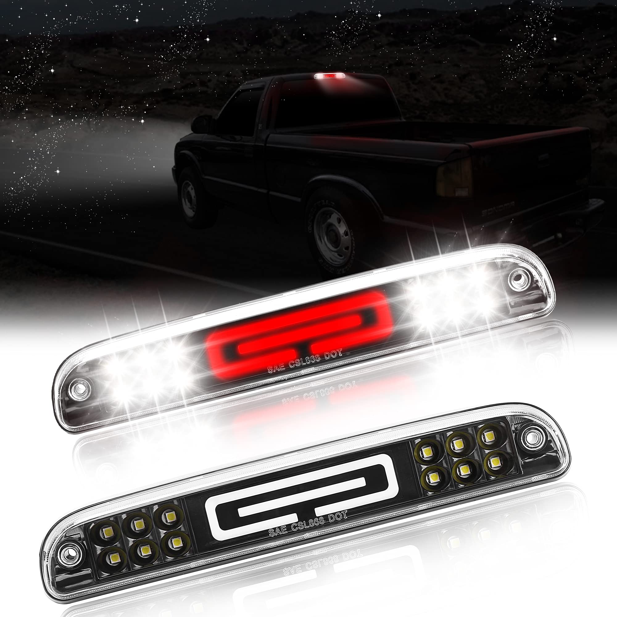 KRSCT Fits for 3rd Third Brake  Light  LED Ford F-250/F-350/F-450/F-550/Super Duty 1999-2016/Ranger 1993-2011 IP68 Waterproof Tail High Mount Clear Housing Cargo Lamp Replacement