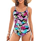 Daci Womens One Piece Swimsuit Tummy Control - Slimming Bathing Suit Scalloped Neck Full Coverage Swimwear 2025
