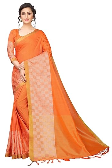 Womens Linen Saree With Blouse Piece (JalsaBoxVariation)