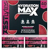 ZestLytes Salty Watermelon Flavor Sugar Free Electrolyte Hydration Packets, 40 Sticks Electrolyte Powder Drink Mix, Liquid Daily IV Flavors | 9 Vitamins & Nutrients | 2 Hydration Factors
