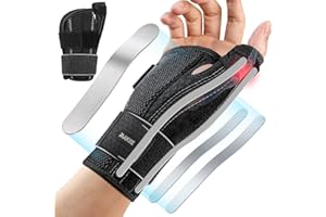 Rakiie Wrist Brace with Thumb Spica Splint, Adjustable Wrist Strap and 5 Reinforced Splints, Carpal Tunnel Wrist Brace for Me
