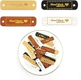 SAVITA 40 Handmade PU Leather Labels for DIY Clothes - White Gold Black Brown view 1