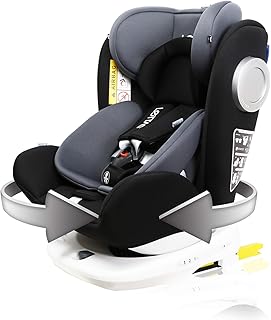 LETTAS Baby Autositz 360° drehbar Gruppe 0+1/2/3 (0-36 kg/0-12 Year) mit Protektoren seitliche Isofix Top Tether ECE R44/04